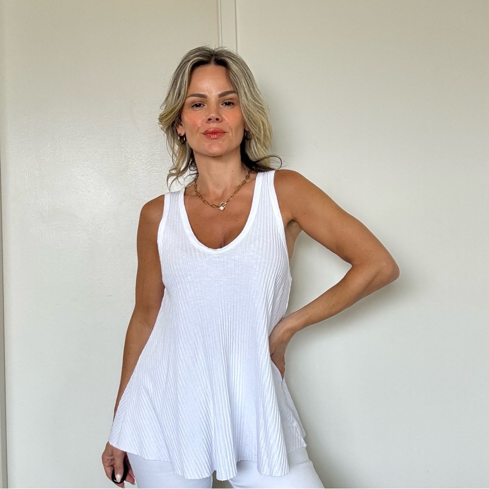 Enza Costa Ribbed Swing Tank in White